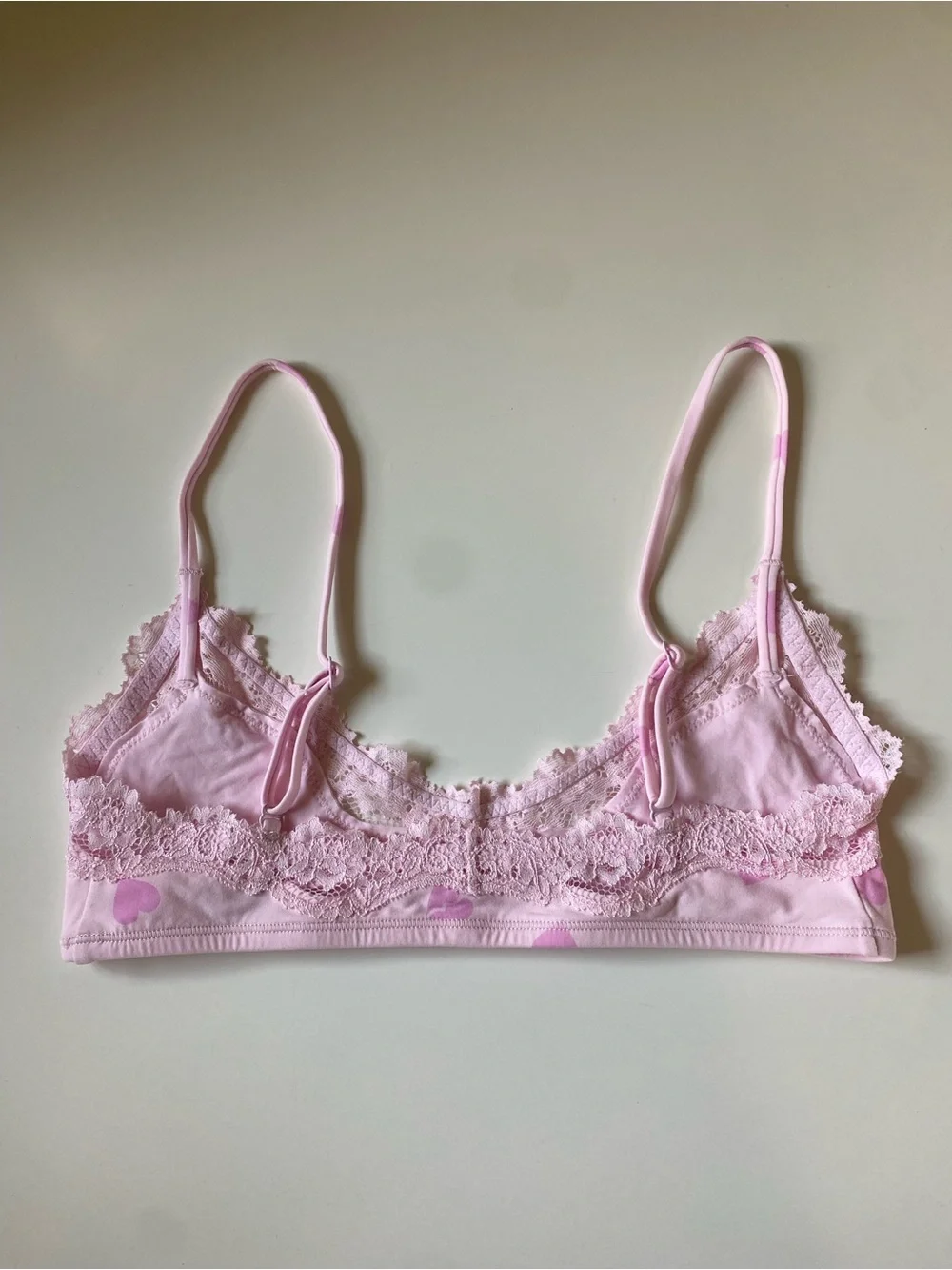 Skims Fits Everybody Lace Scoop Bralette in Cherry Blossom with hearts NWOT